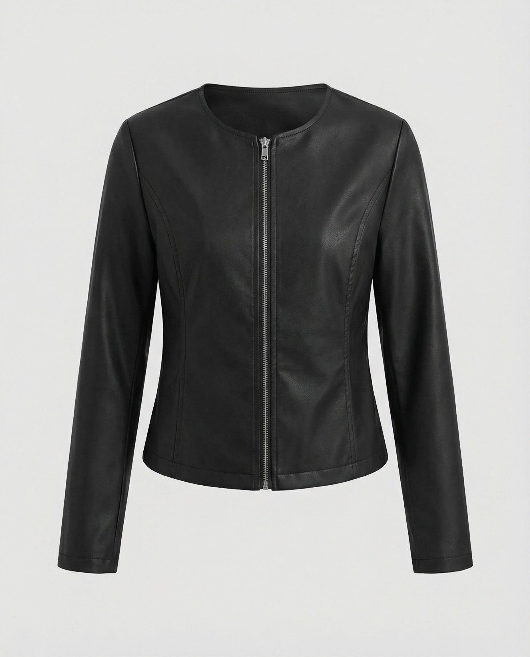 Veste Motard Femme | Cuir Vintage, Manches Longues | Noir
