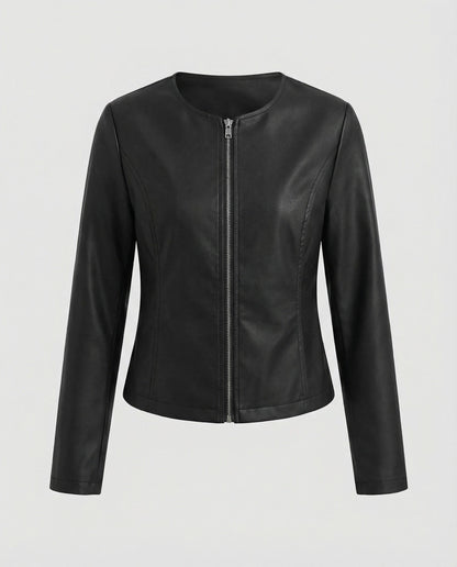 Veste Motard Femme | Cuir Vintage, Manches Longues | Noir