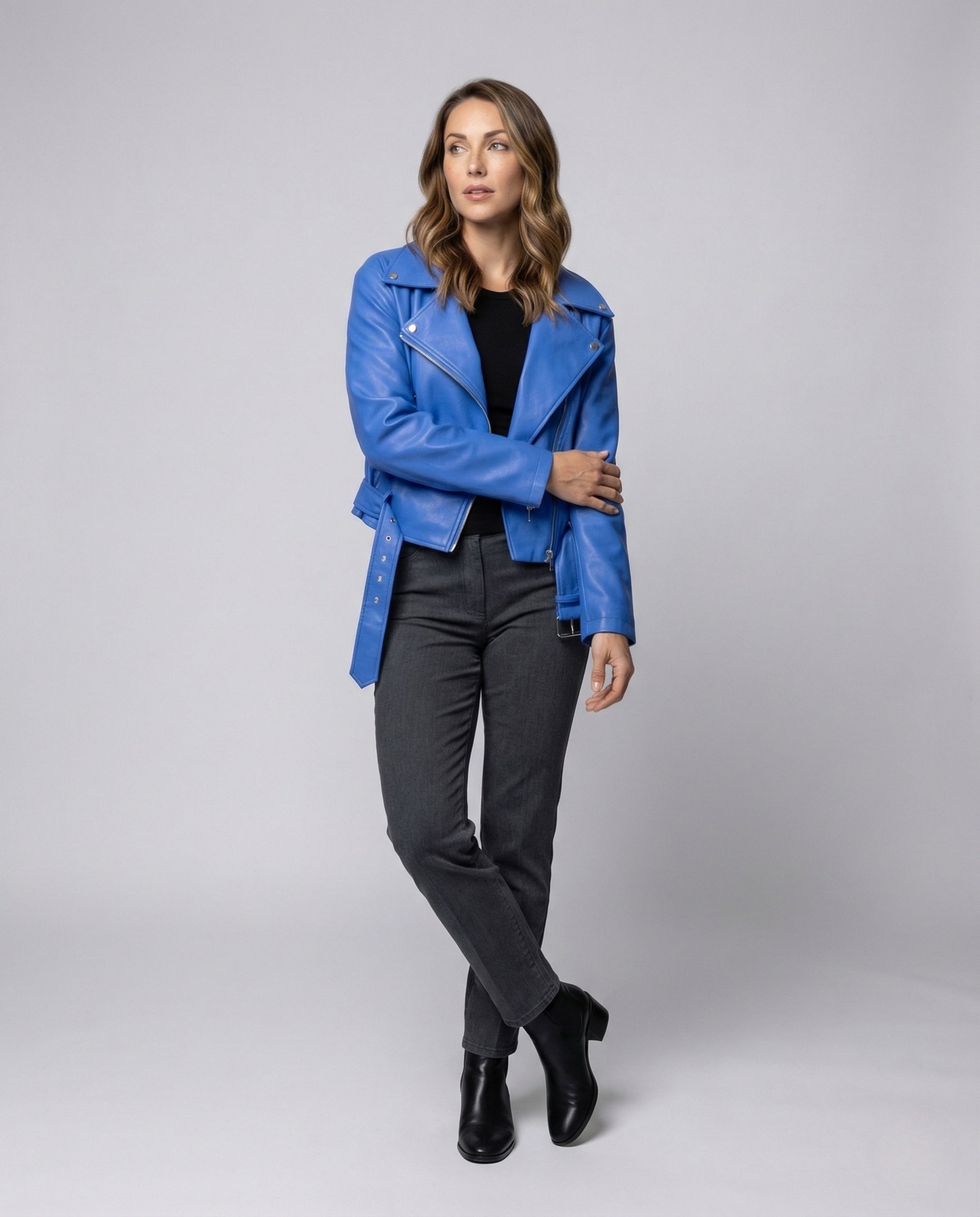 Veste Motard Femme | Cuir Végan Cintré, Manches Oversize