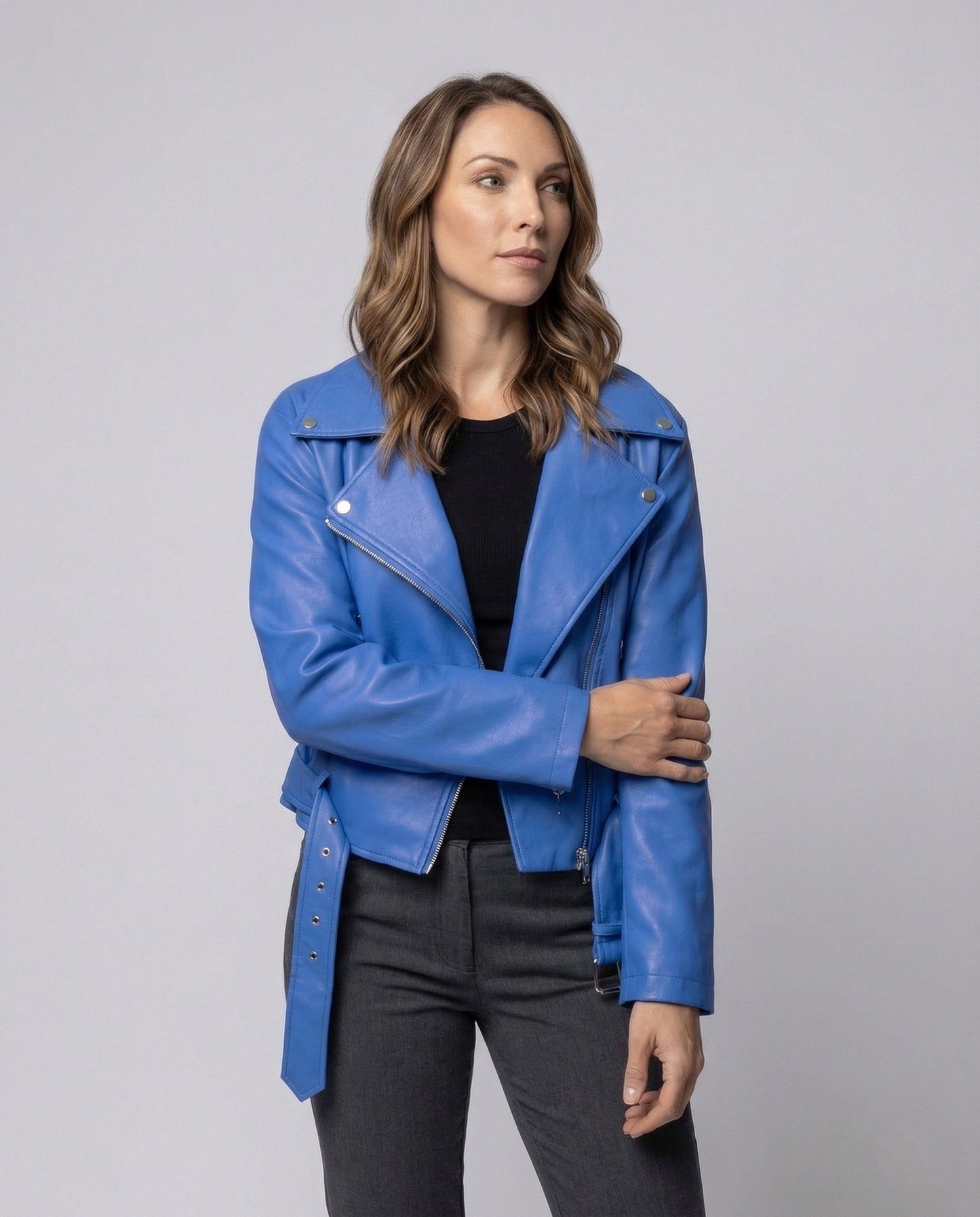 Veste Motard Femme | Cuir Végan Cintré, Manches Oversize
