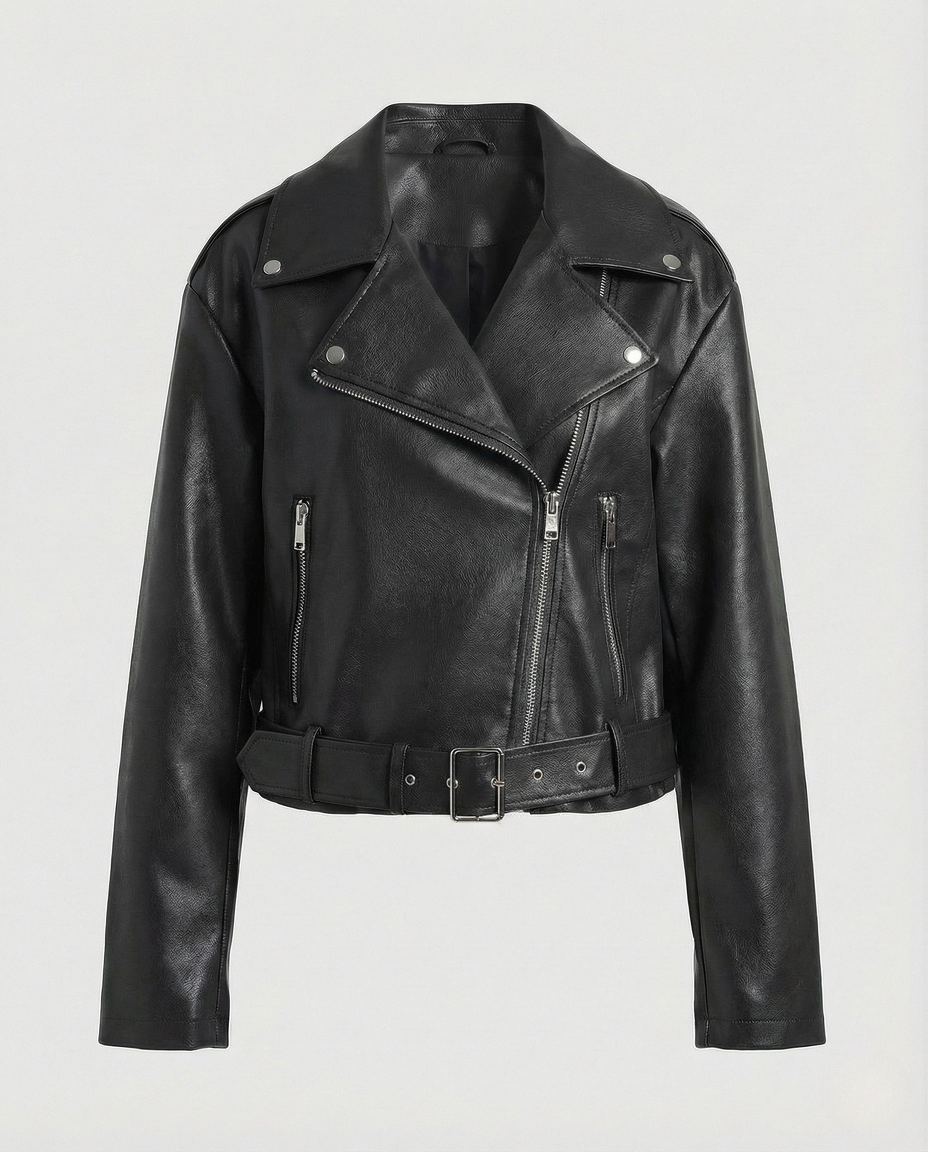 Veste Motard Femme | Cuir Végan Cintré, Manches Oversize