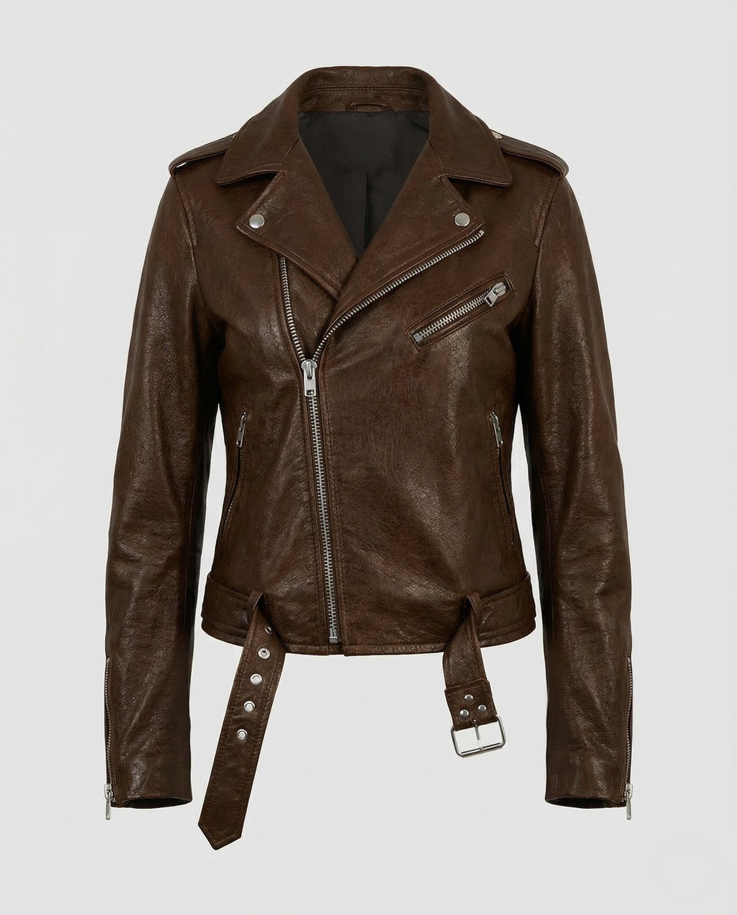 Veste motard femme cuir | Taillée, cuir véritable | Noir, marron