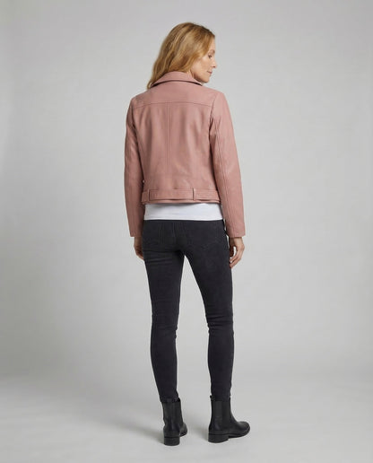 Veste motarde femme cuir végétal | Courte cintrée