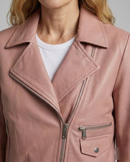 Veste motarde femme cuir végétal | Courte cintrée