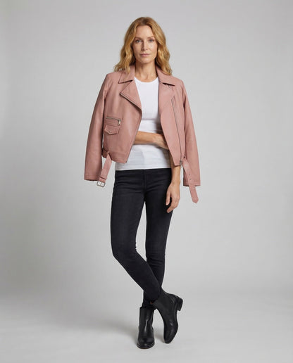 Veste motarde femme cuir végétal | Courte cintrée