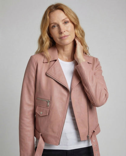 Veste motarde femme cuir végétal | Courte cintrée