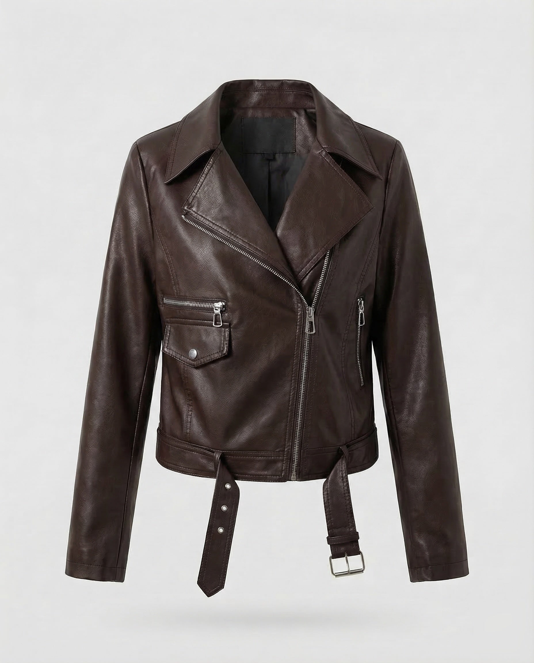 Veste motarde femme cuir végétal | Courte cintrée