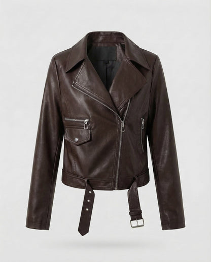 Veste motarde femme cuir végétal | Courte cintrée