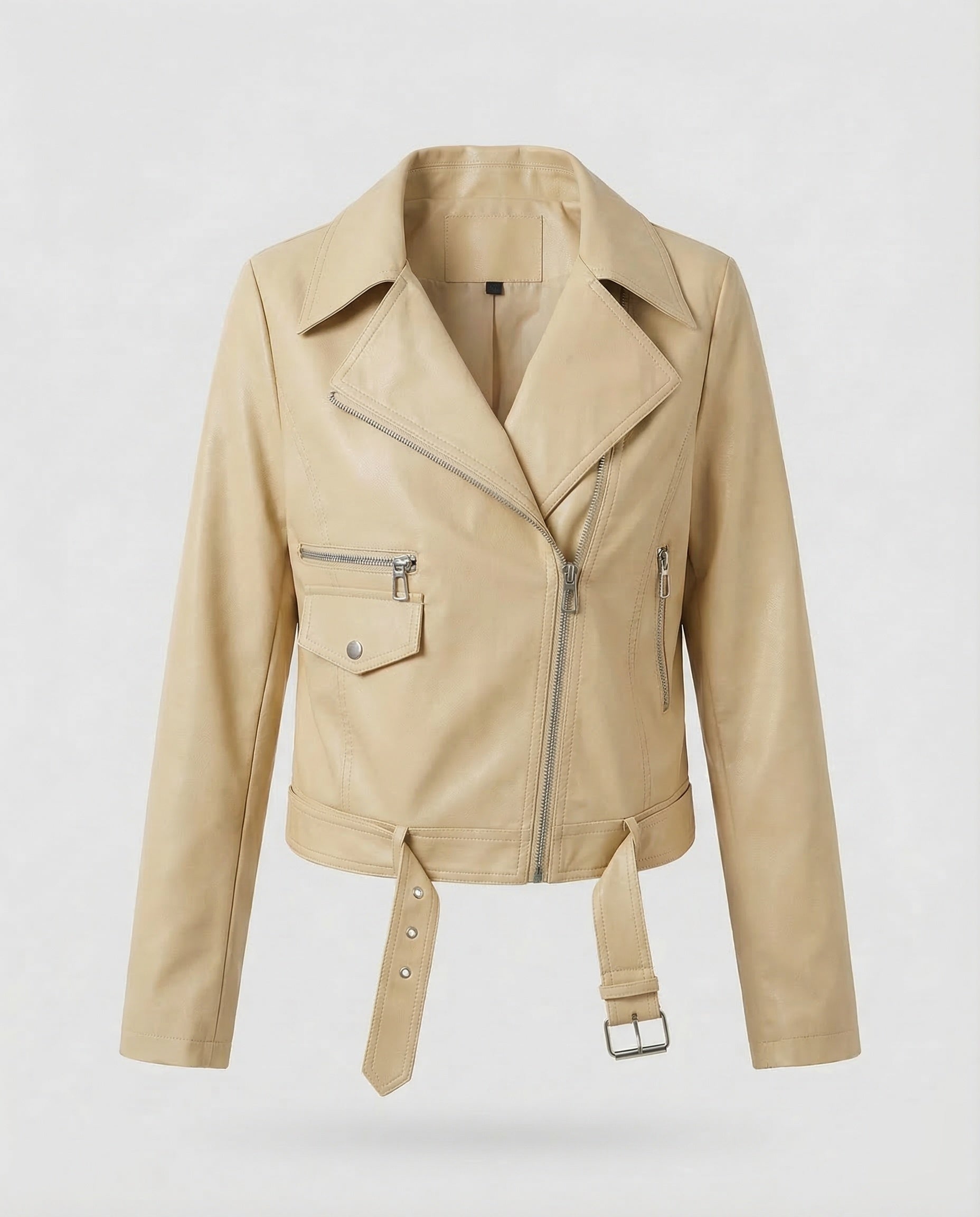 Veste motarde femme cuir végétal | Courte cintrée