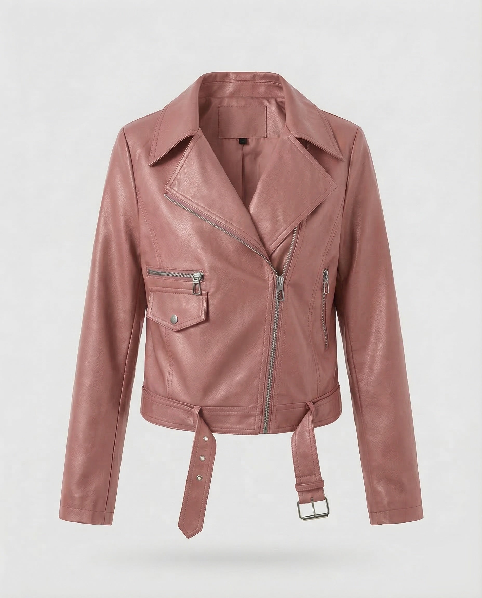 Veste motarde femme cuir végétal | Courte cintrée