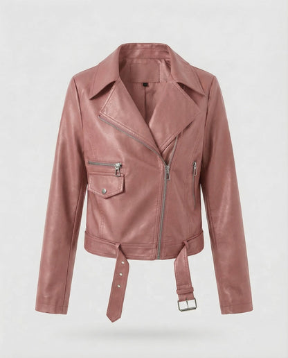 Veste motarde femme cuir végétal | Courte cintrée