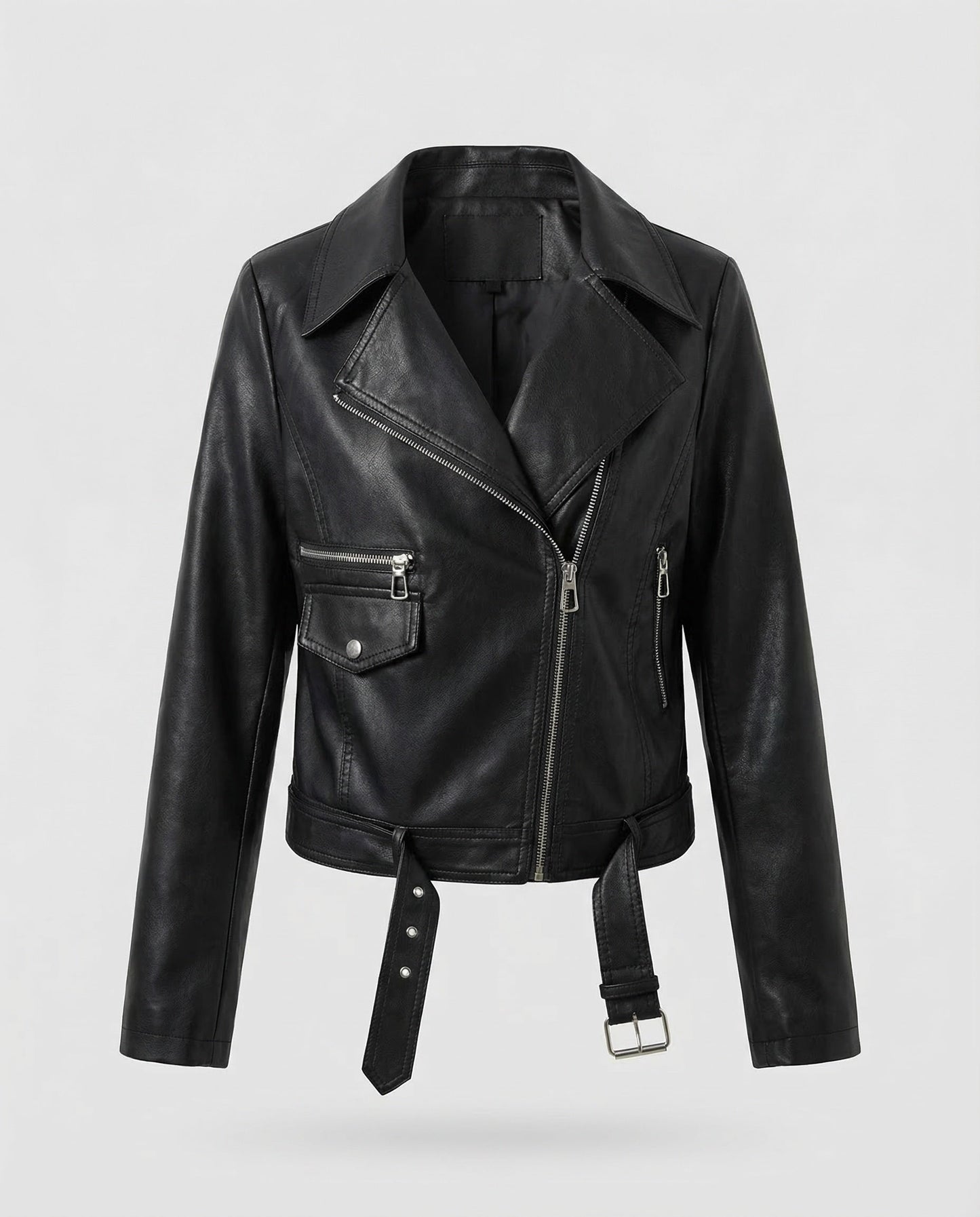 Veste motarde femme cuir végétal | Courte cintrée