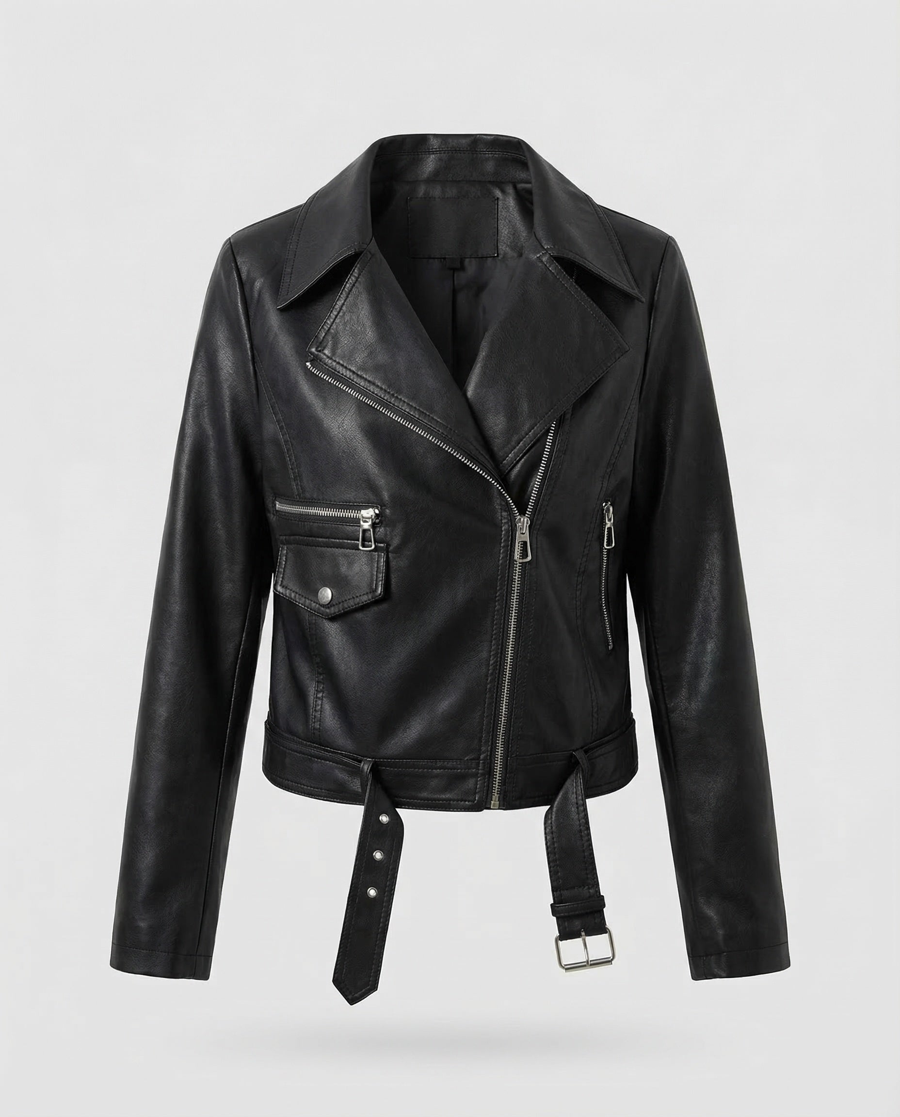 Veste motarde femme cuir végétal | Courte cintrée