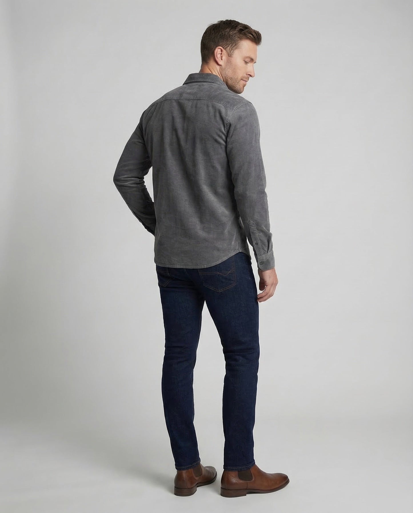 Chemise Homme Vintage | Velours Côtelé, Poches Poitrine | Style Casual