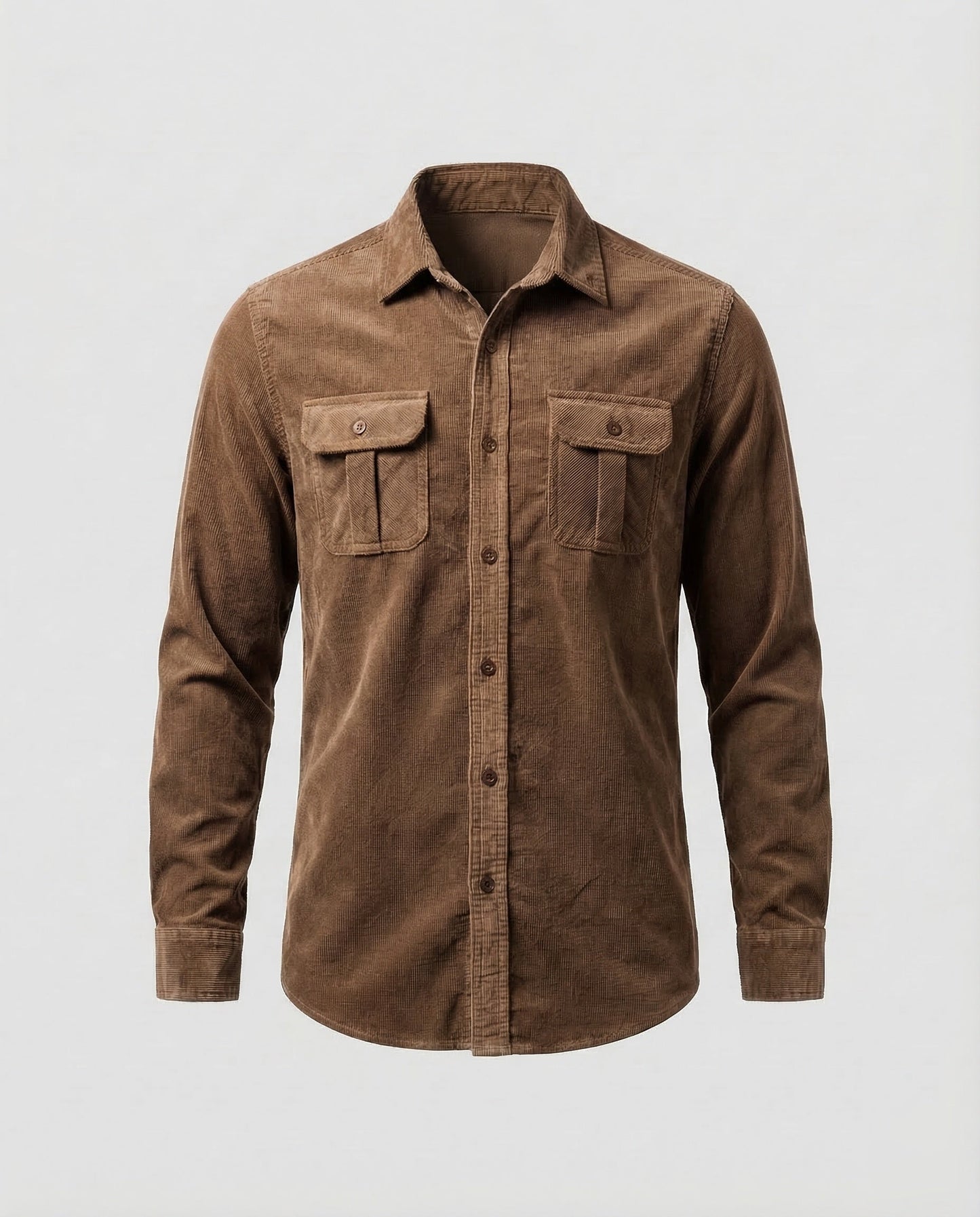 Chemise Homme Vintage | Velours Côtelé, Poches Poitrine | Style Casual