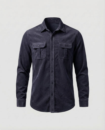 Chemise Homme Vintage | Velours Côtelé, Poches Poitrine | Style Casual