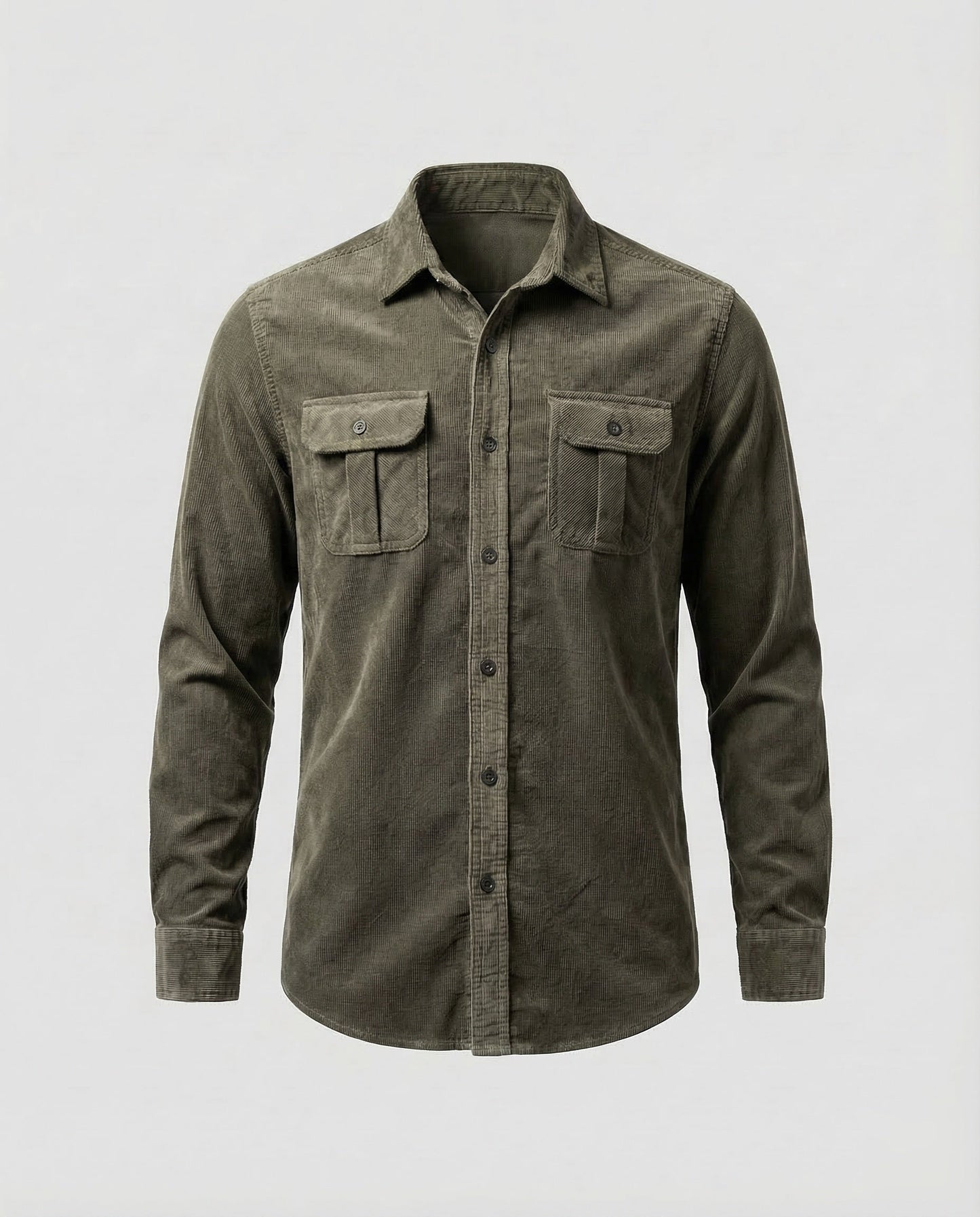 Chemise Homme Vintage | Velours Côtelé, Poches Poitrine | Style Casual