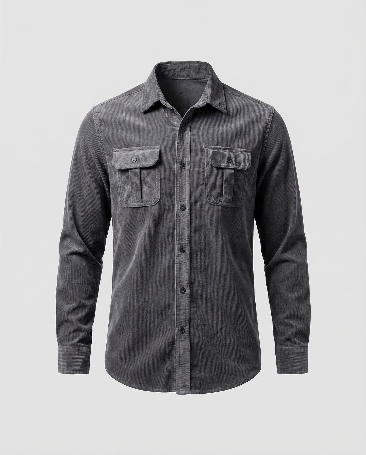 Chemise Homme Vintage | Velours Côtelé, Poches Poitrine | Style Casual