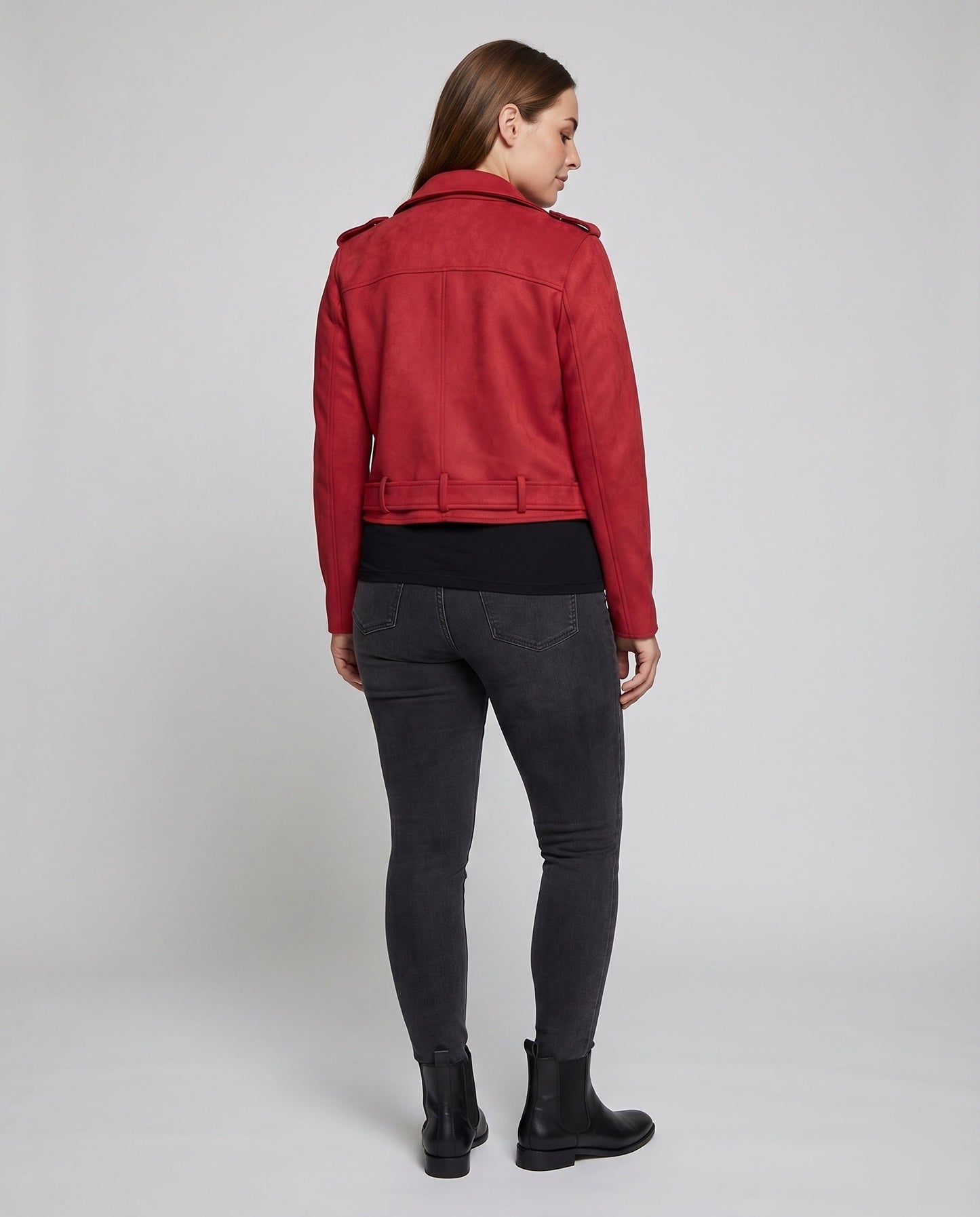 Veste Motard Femme | Cuir Végétal, Asymétrique, Ceinture Taille
