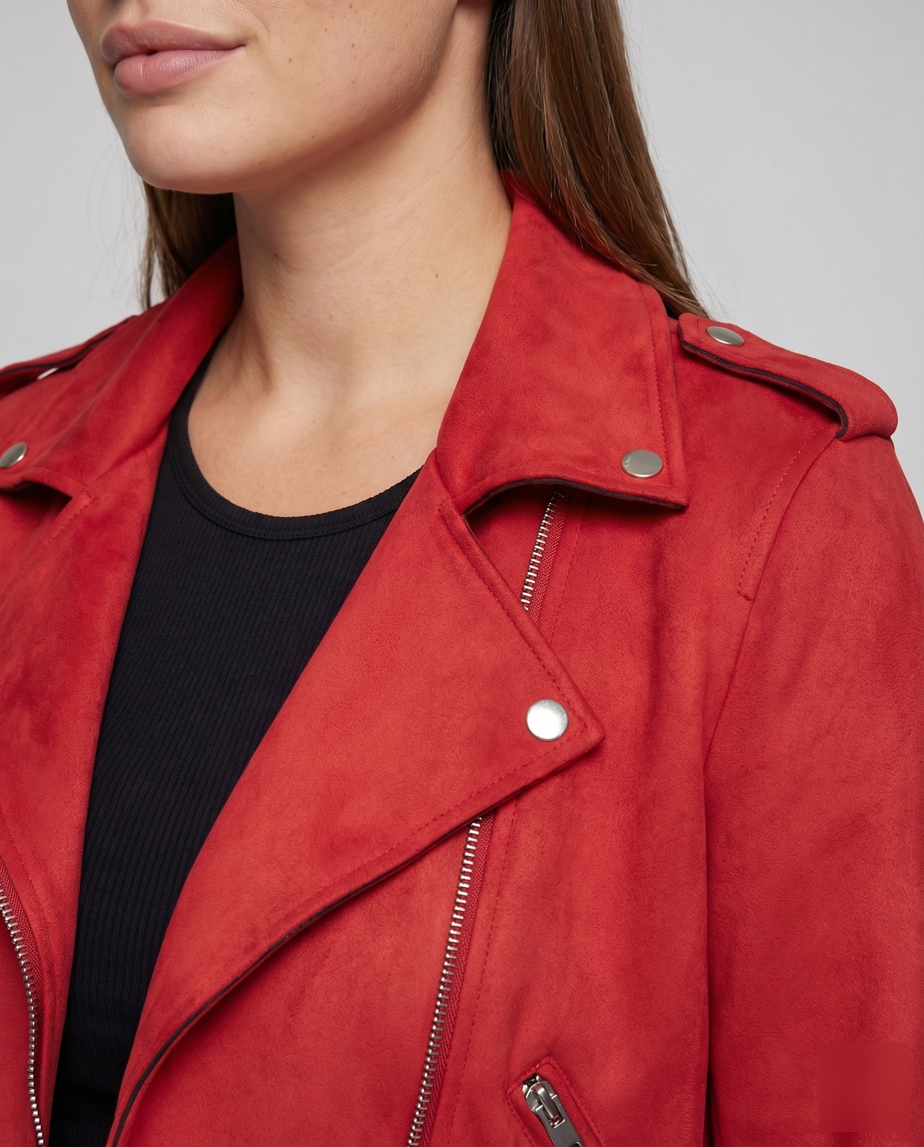 Veste Motard Femme | Cuir Végétal, Asymétrique, Ceinture Taille