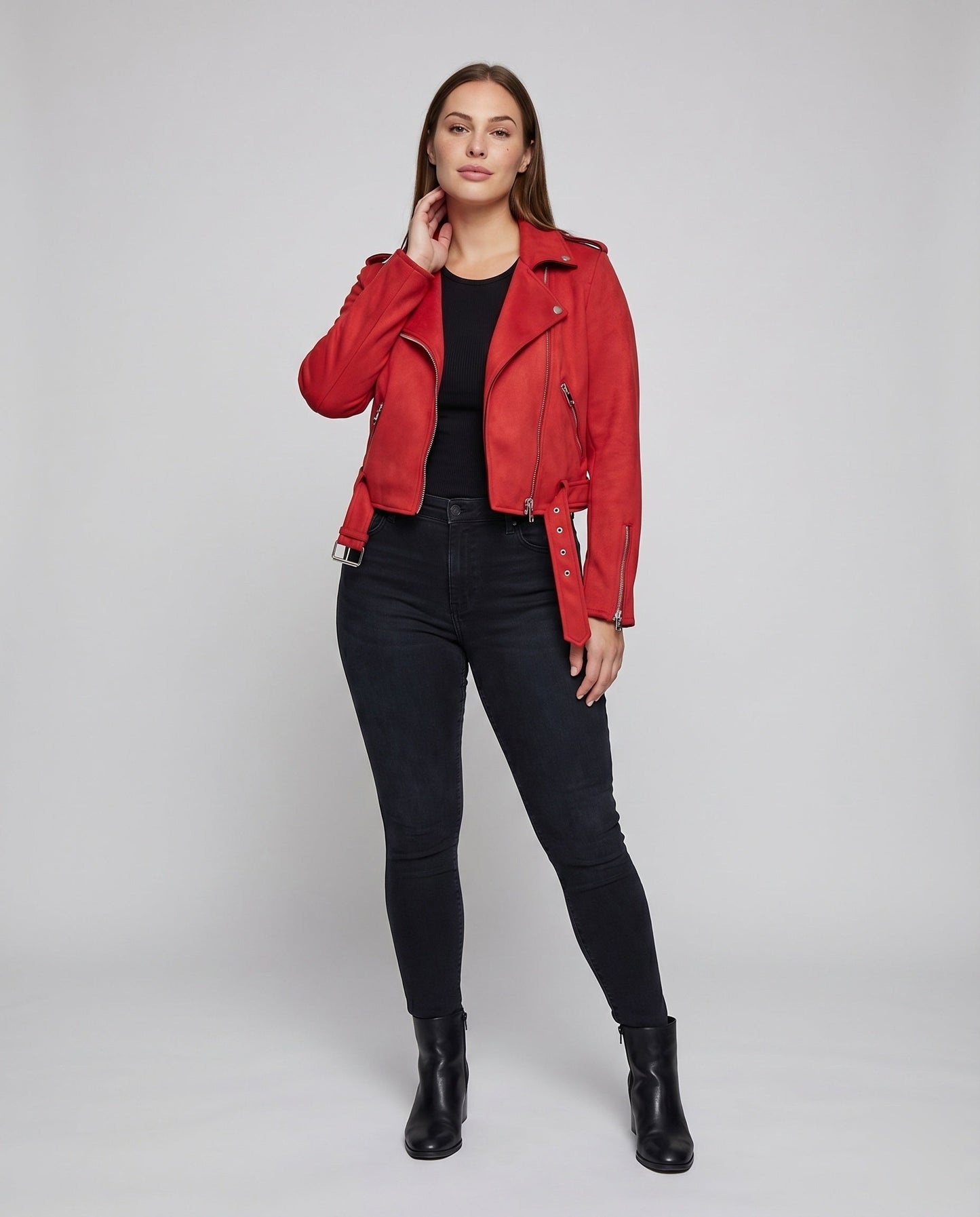 Veste Motard Femme | Cuir Végétal, Asymétrique, Ceinture Taille