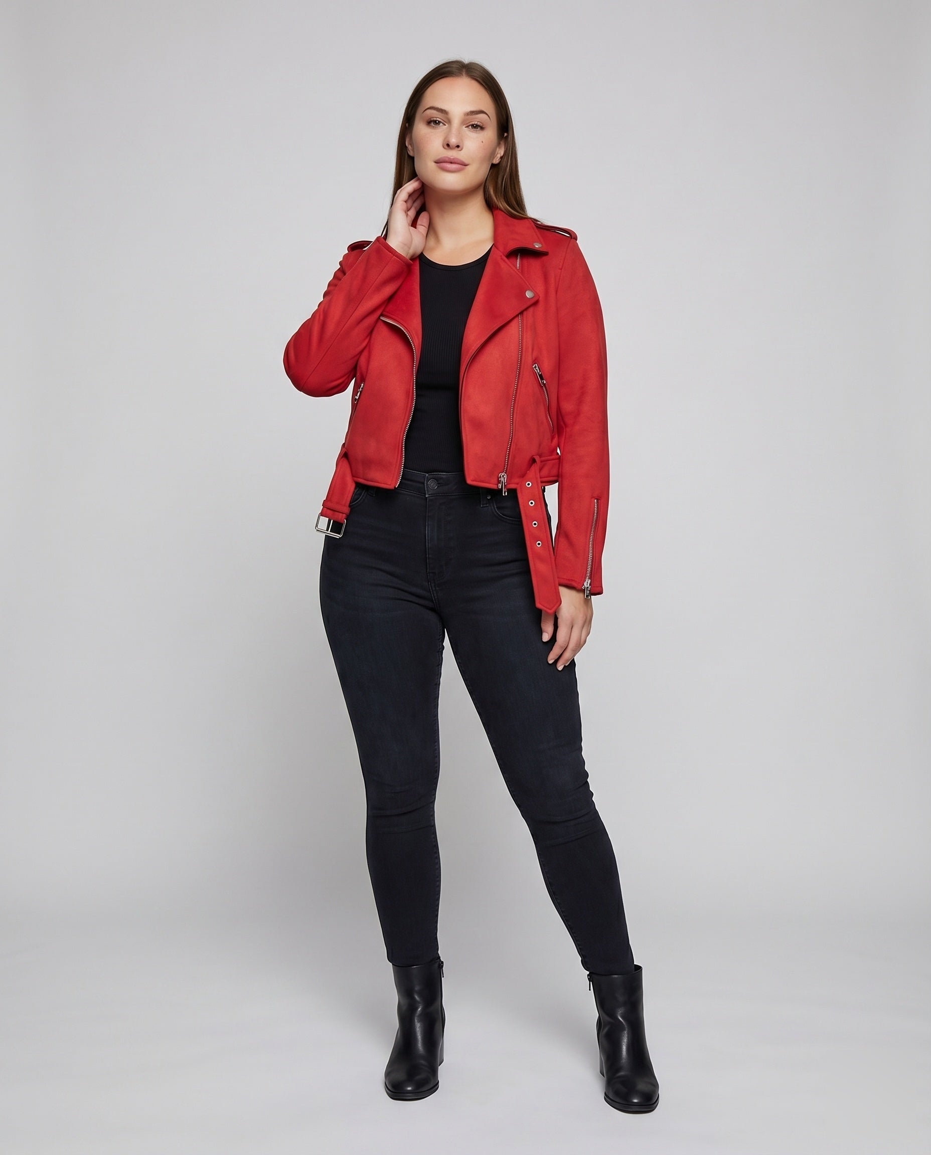 Veste Motard Femme | Cuir Végétal, Asymétrique, Ceinture Taille