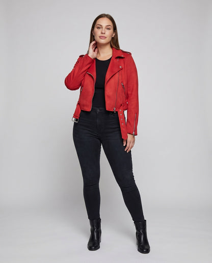 Veste Motard Femme | Cuir Végétal, Asymétrique, Ceinture Taille