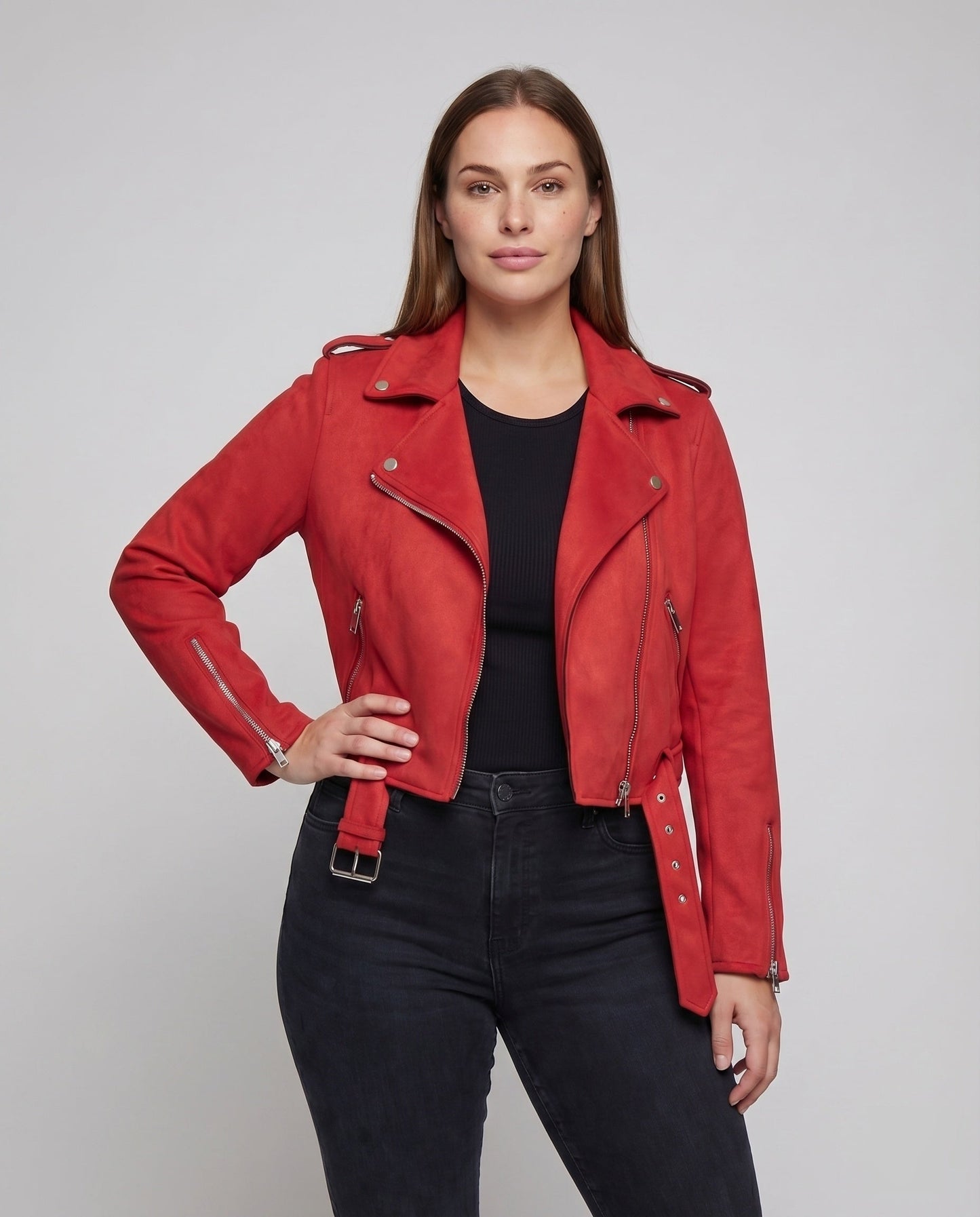 Veste Motard Femme | Cuir Végétal, Asymétrique, Ceinture Taille