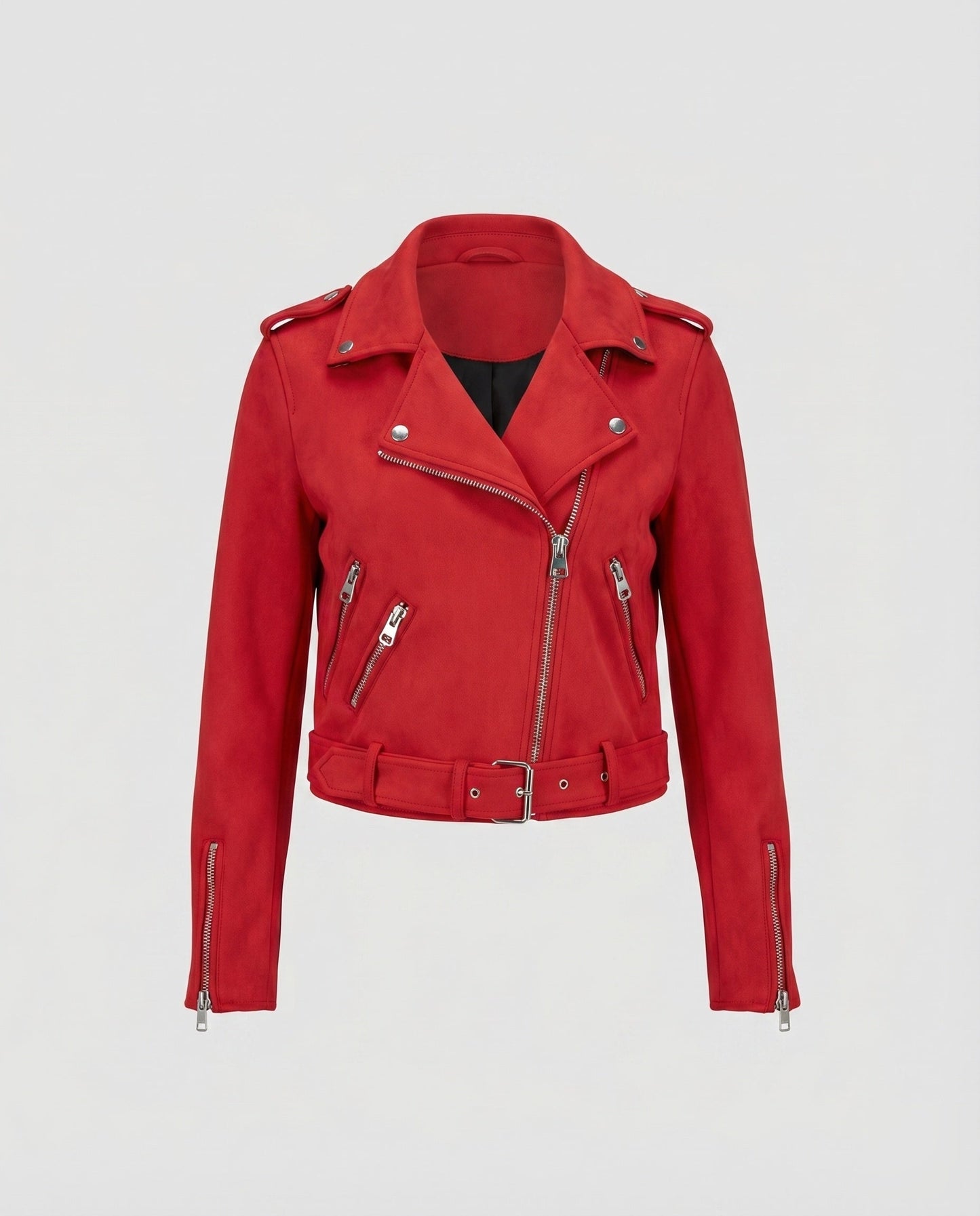 Veste Motard Femme | Cuir Végétal, Asymétrique, Ceinture Taille
