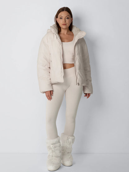 Veste Puffer Courte | Doublure Fourrure Synthétique, Capuche Amovible