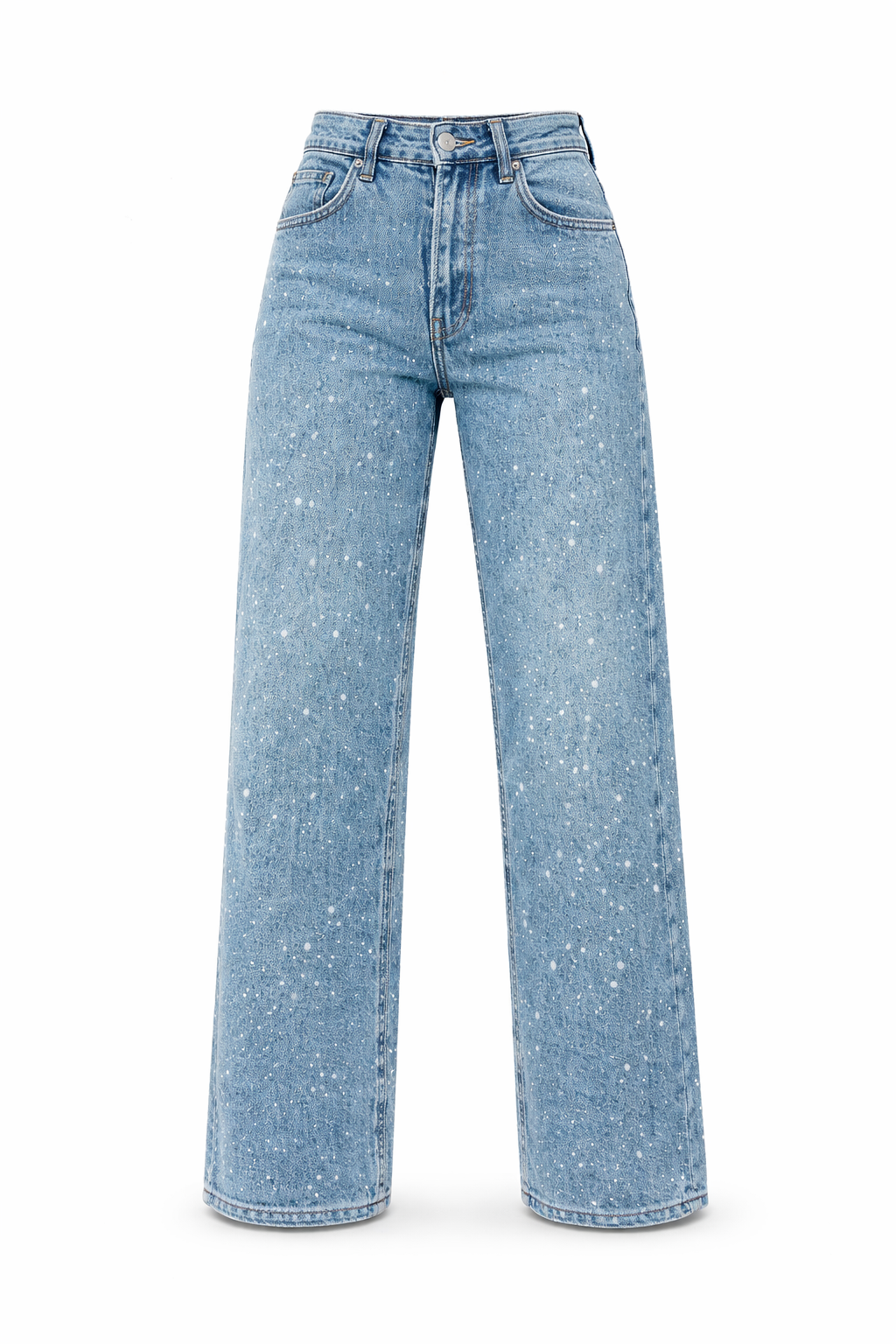 Jeans Femme Taille Haute | Coupe Droite, Détails Paillettes