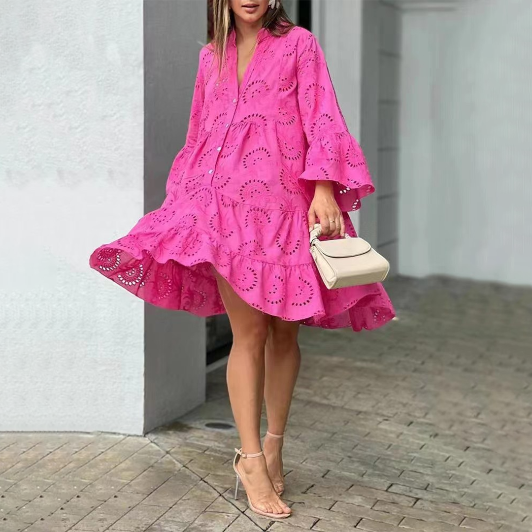 Robe d'Été Femme | Broderie Anglaise, Coupe Ample | Manches Bouffantes