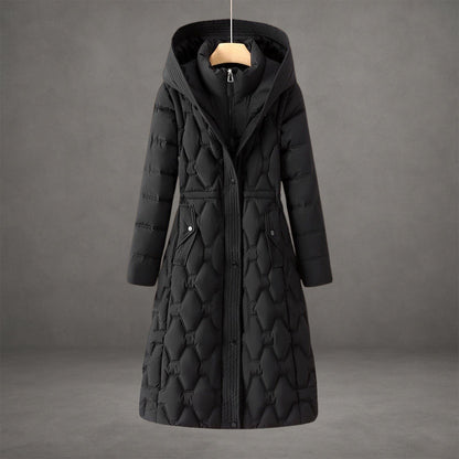 Manteau long imperméable à capuche | Chaleur légère | Femme