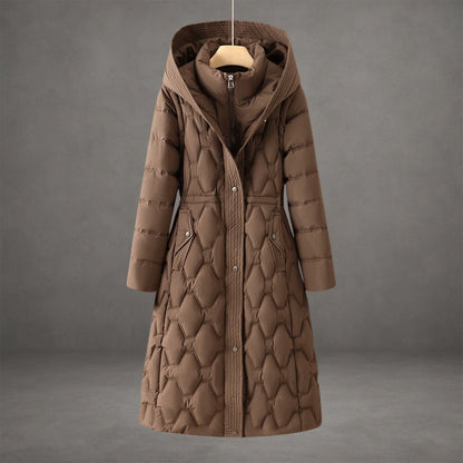 Manteau long imperméable à capuche | Chaleur légère | Femme