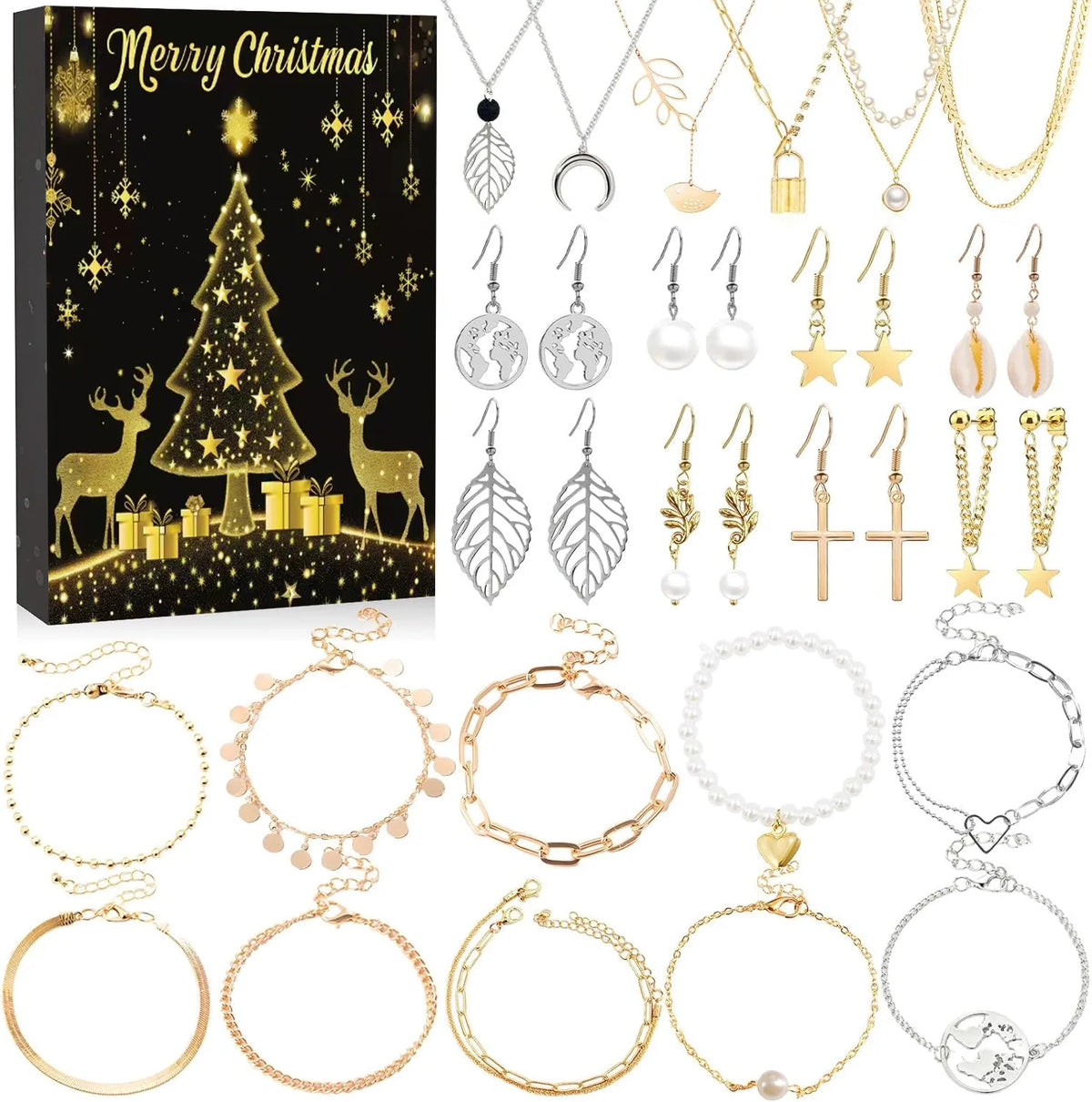 Calendrier de l'avent bijoux Noël 24 jours set collier bracelet