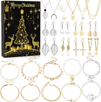 Calendrier de l'avent bijoux Noël 24 jours set collier bracelet