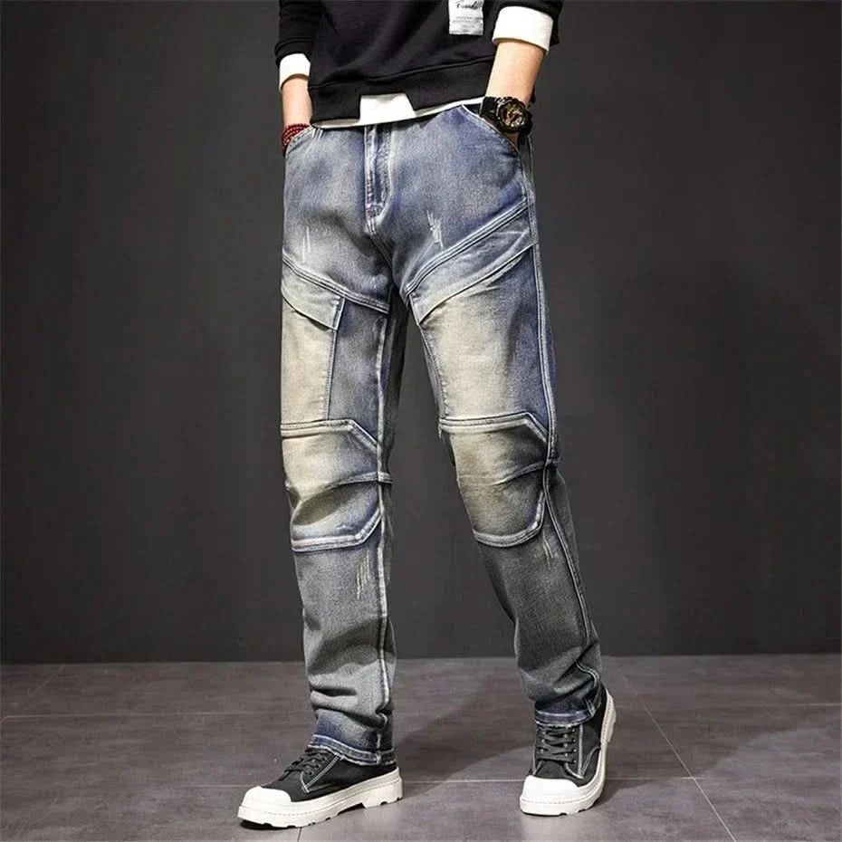 Xanthe | Jean Homme Droit Cargo Denim Délavé