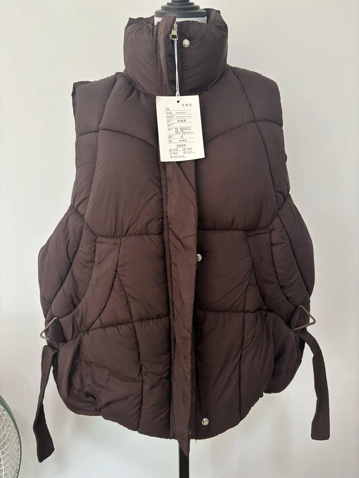 Doudoune courte femme grande taille gilet sans manche zippé col rabattu
