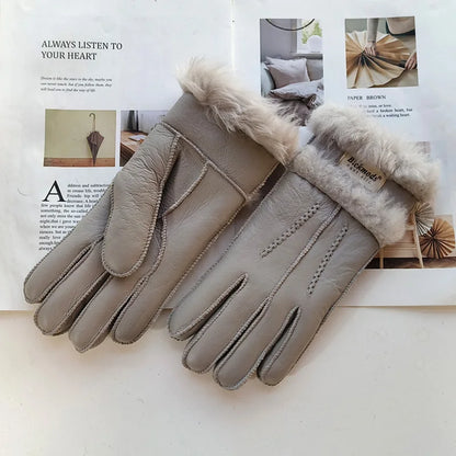 Gants femme cuir agneau doublure laine coutures main hiver