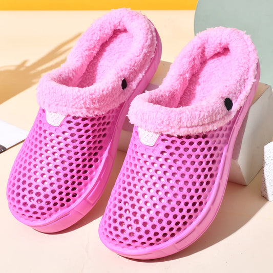 Chaussons femme hiver mules fourrées chaudes semelle épaisse EVA