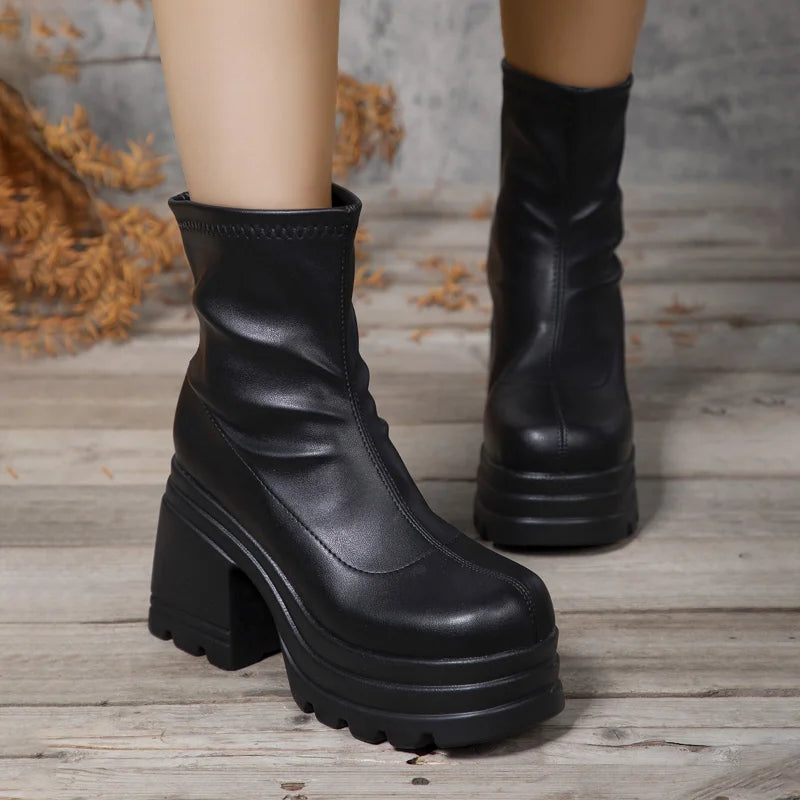Bottes Courtes Femme | Cuir, Talon Haut, Bout Carré