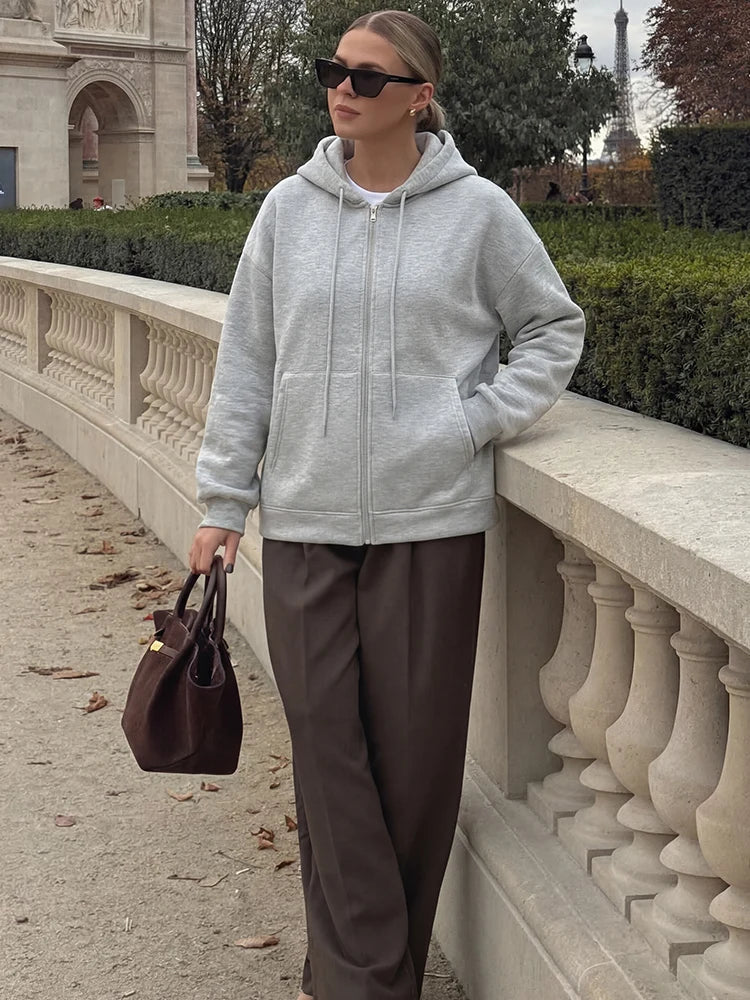 Sweat-shirt Femme Zippé | Manches Longues, Grandes Poches