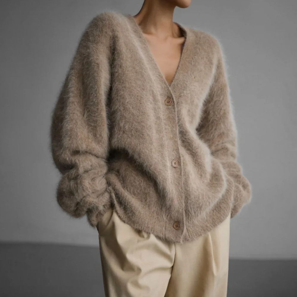 Gilet femme | Doux, aéré et ample | Encolure V, boutonnage