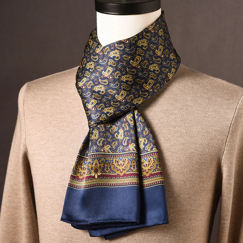 Écharpe homme soie 100% Mulberry à pois double épaisseur 160 cm