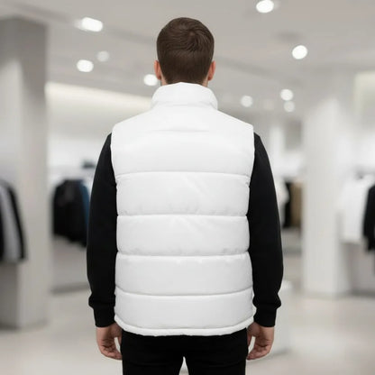 Doudoune sans manches homme coupe vent avec col montant, coupe slim