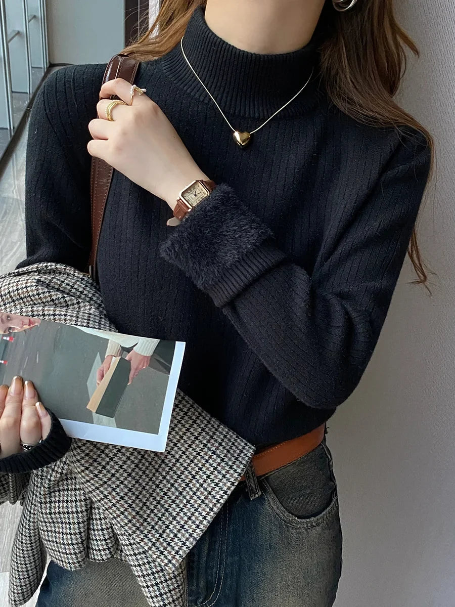 Tricot femme | Col polo, hiver, doublure thermique