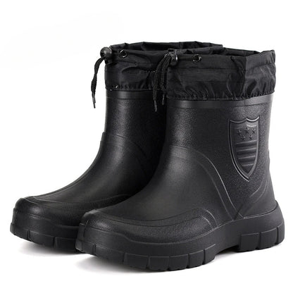 Bottes de pluie homme imperméables légères talon bas slip-on
