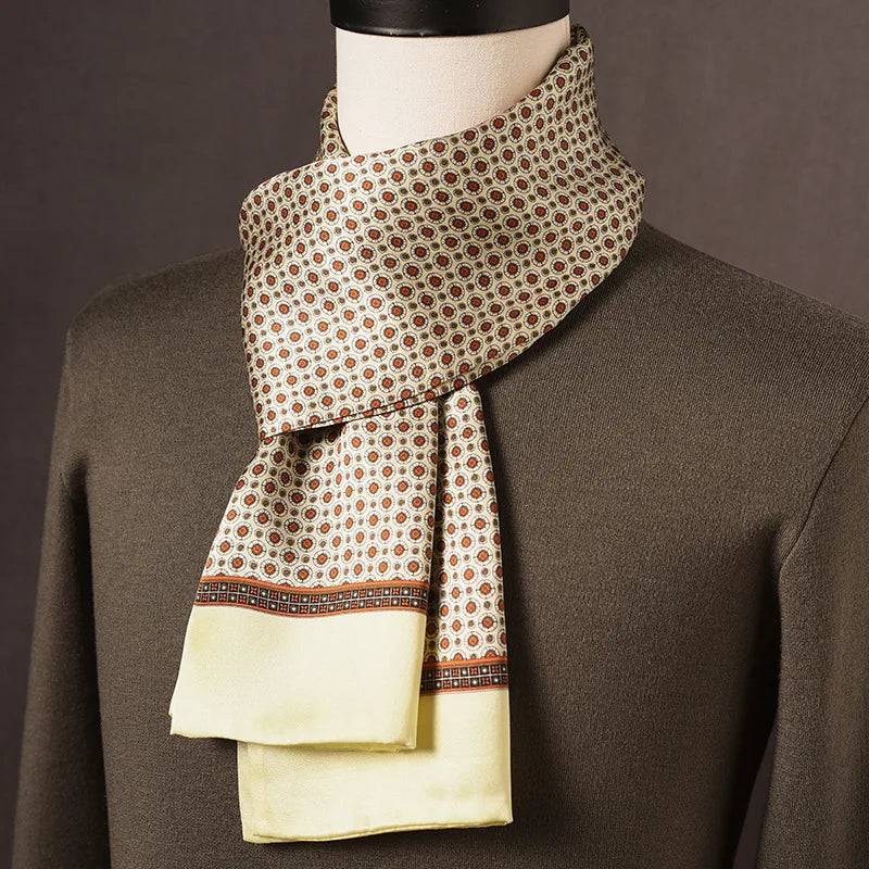 Écharpe homme soie 100% Mulberry à pois double épaisseur 160 cm