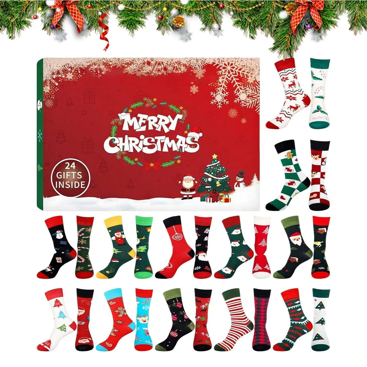 Calendrier de l'avent chaussettes femme coton 24 jours de Noël