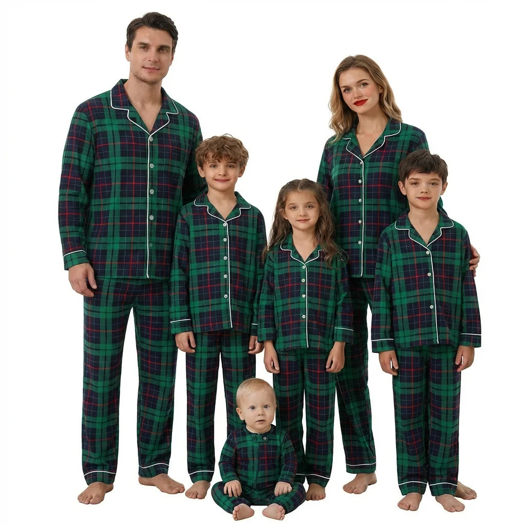 Pyjama Noël famille assorti carreaux 2 pièces adultes et enfants